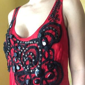 bebe Silk Embroidered Dress